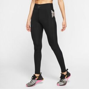 Nike Pro Womens Aeroadapt High Rise Running Training Athletic Leggings XS Black